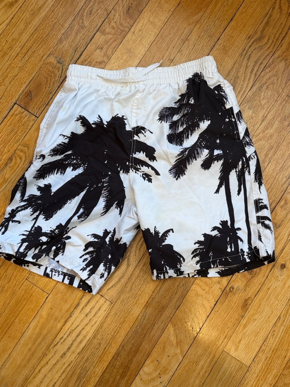 Men's Palm Print Swim Trunks - White/Black